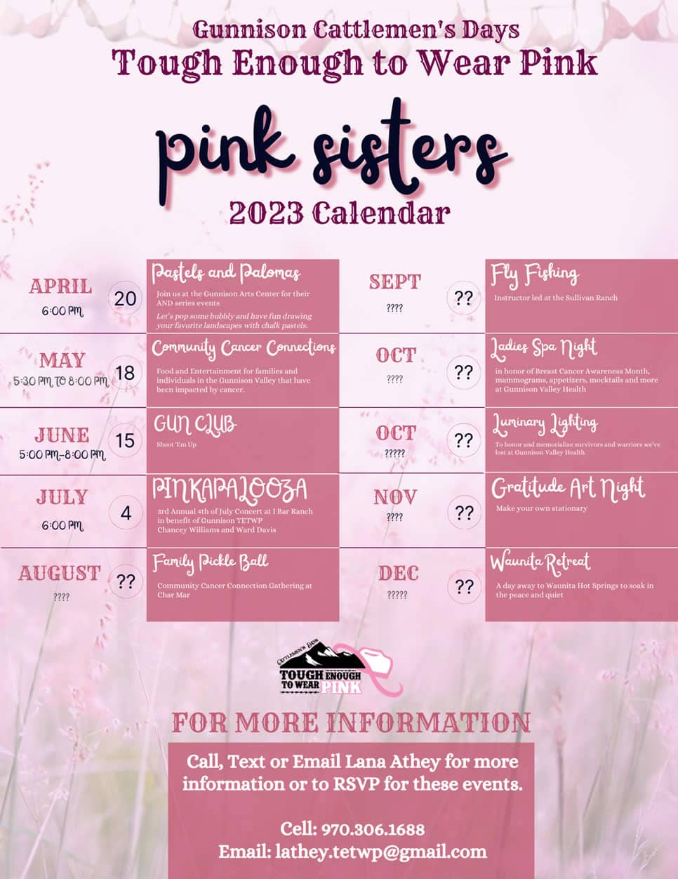 Pink Sisters 2023 Events